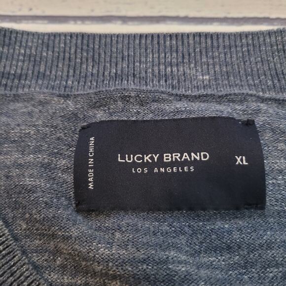 Lucky Brand Size XL Men’s Blue Micro-Stripe Crewneck Pullover Sweater Casual - Picture 6 of 7